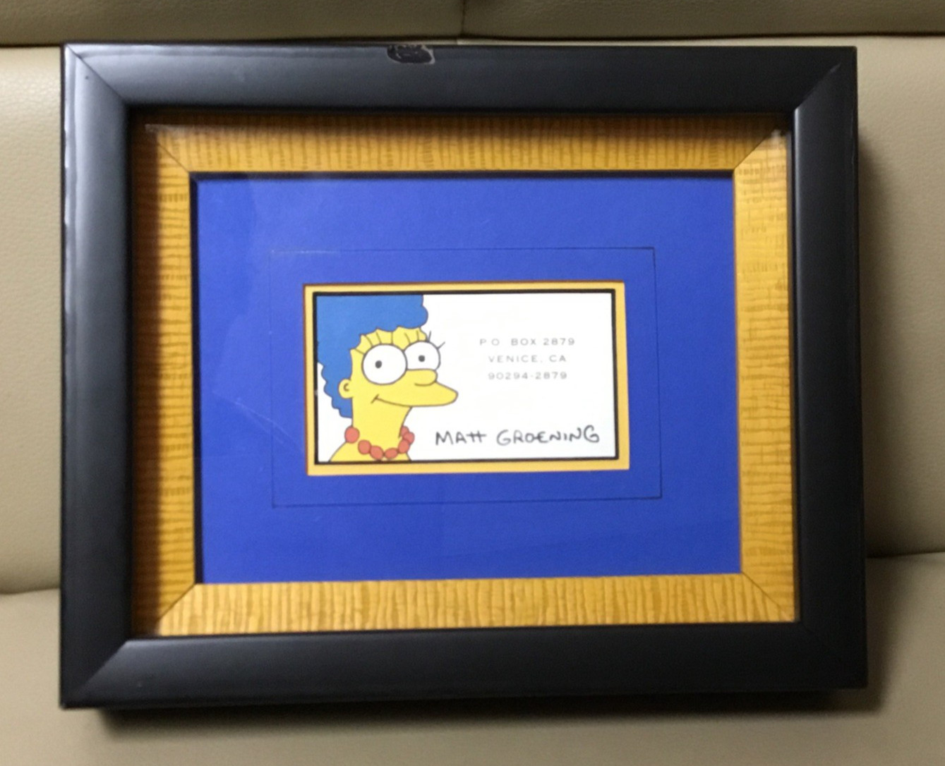 Actual Matt Groening The Simpsons Marge Simpson framed Business Card Rare 9X 7″
