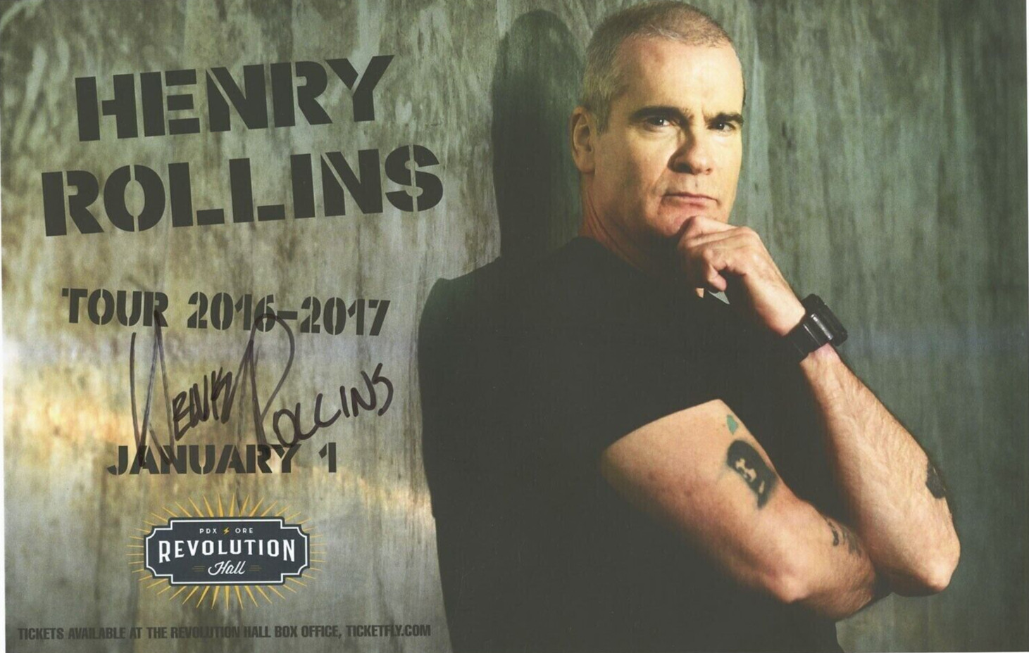 Henry Rollins autographed Hand Signed gig poster Revolution Hall OR. 1/1/2017