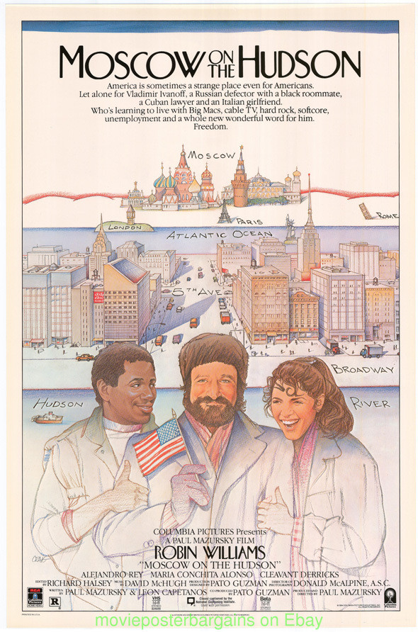 MOSCOW ON THE HUDSON MOVIE POSTER 27×40 ROBIN WILLIAMS Video Store One Sheet