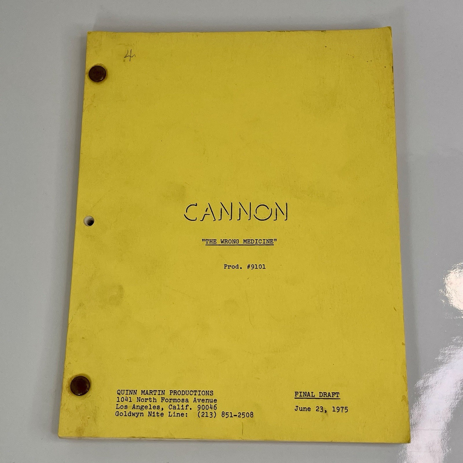 Cannon – The Wrong Medicine Prod. #9101 Television Script By Norman Lessing US