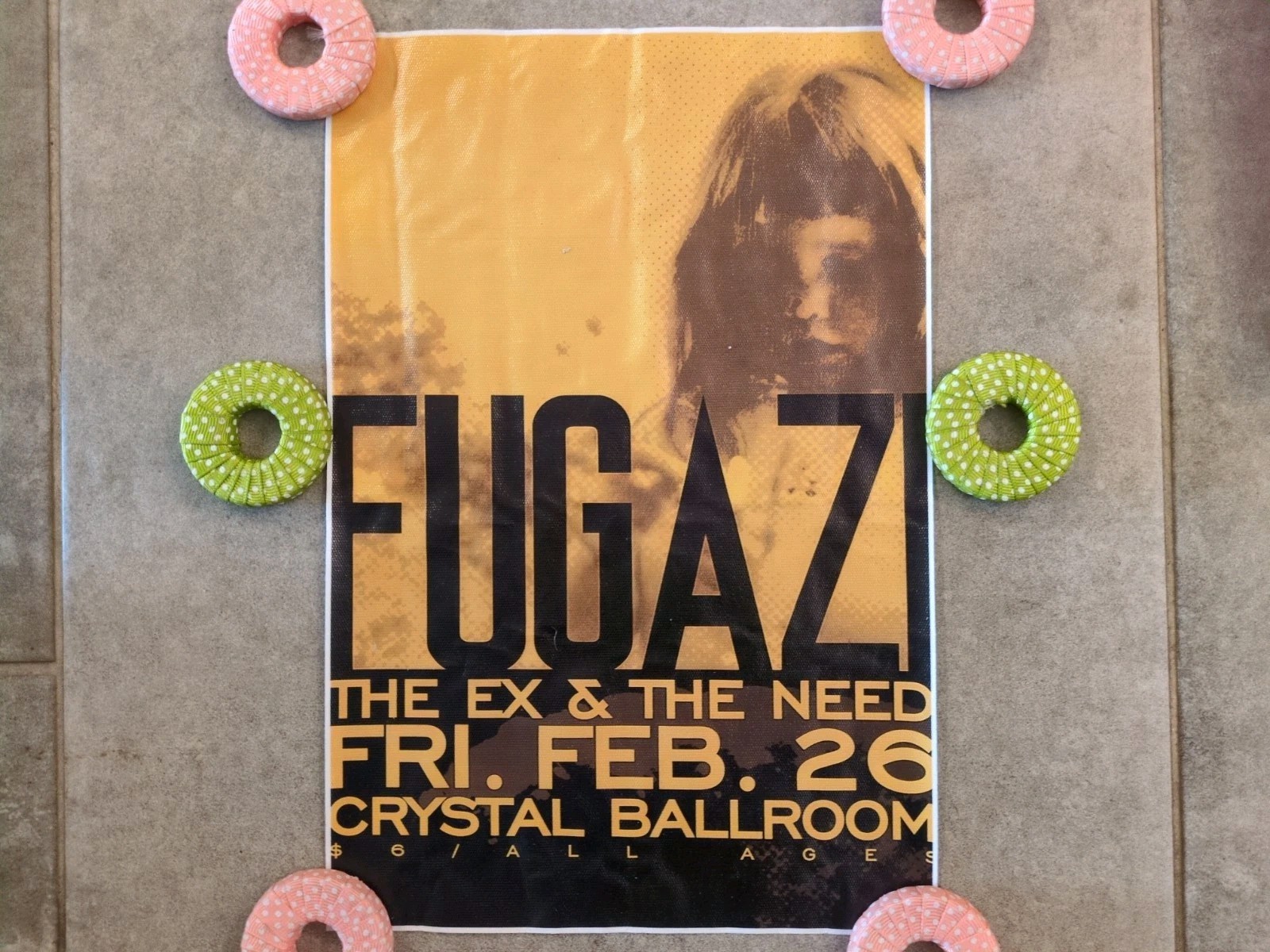 FUGAZI ALL AGES SHOW @ Crystal Ballroom 12″ X 8″ CONCERT POSTER Vinyl Rare