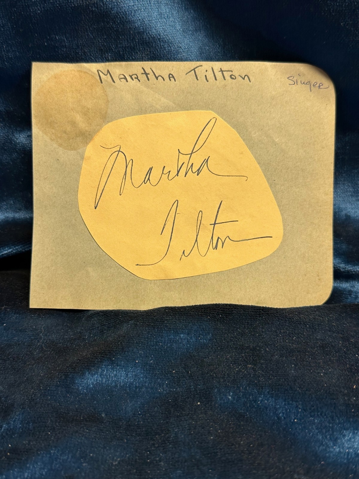 Martha Tilton “Swing Hostess: , “Crime, Inc” Signed Cut Autograph Album Page