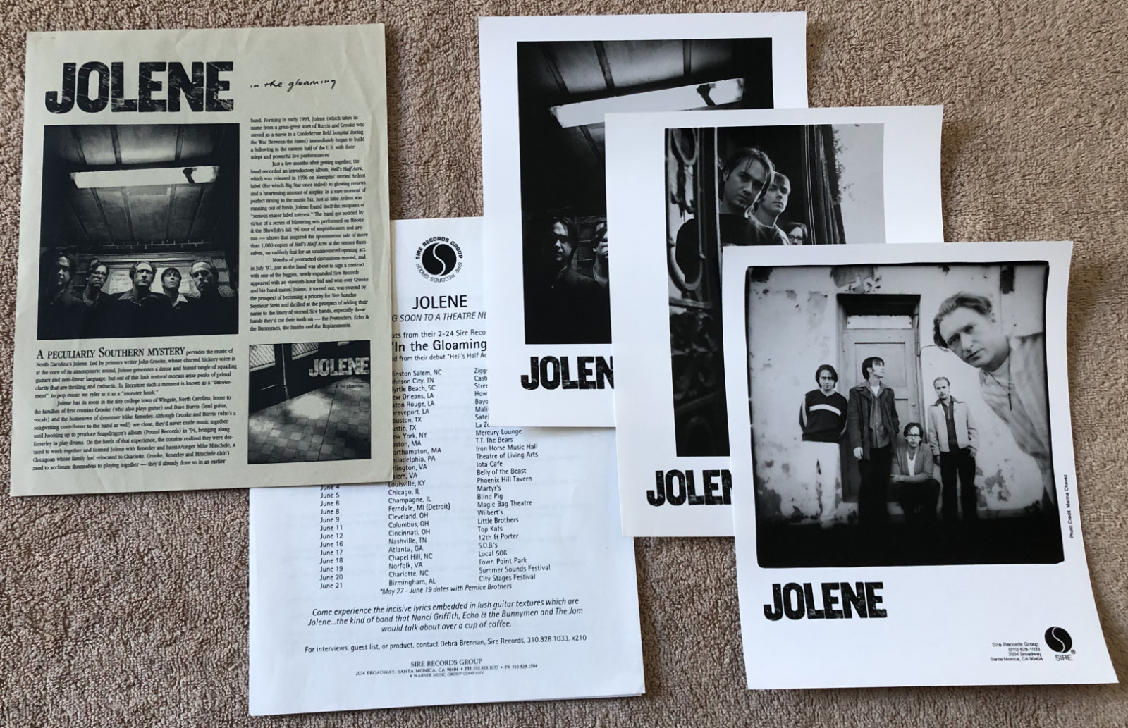 Jolene – 1998 Sire press kit bio + 3 photos – alt country americana roots rock