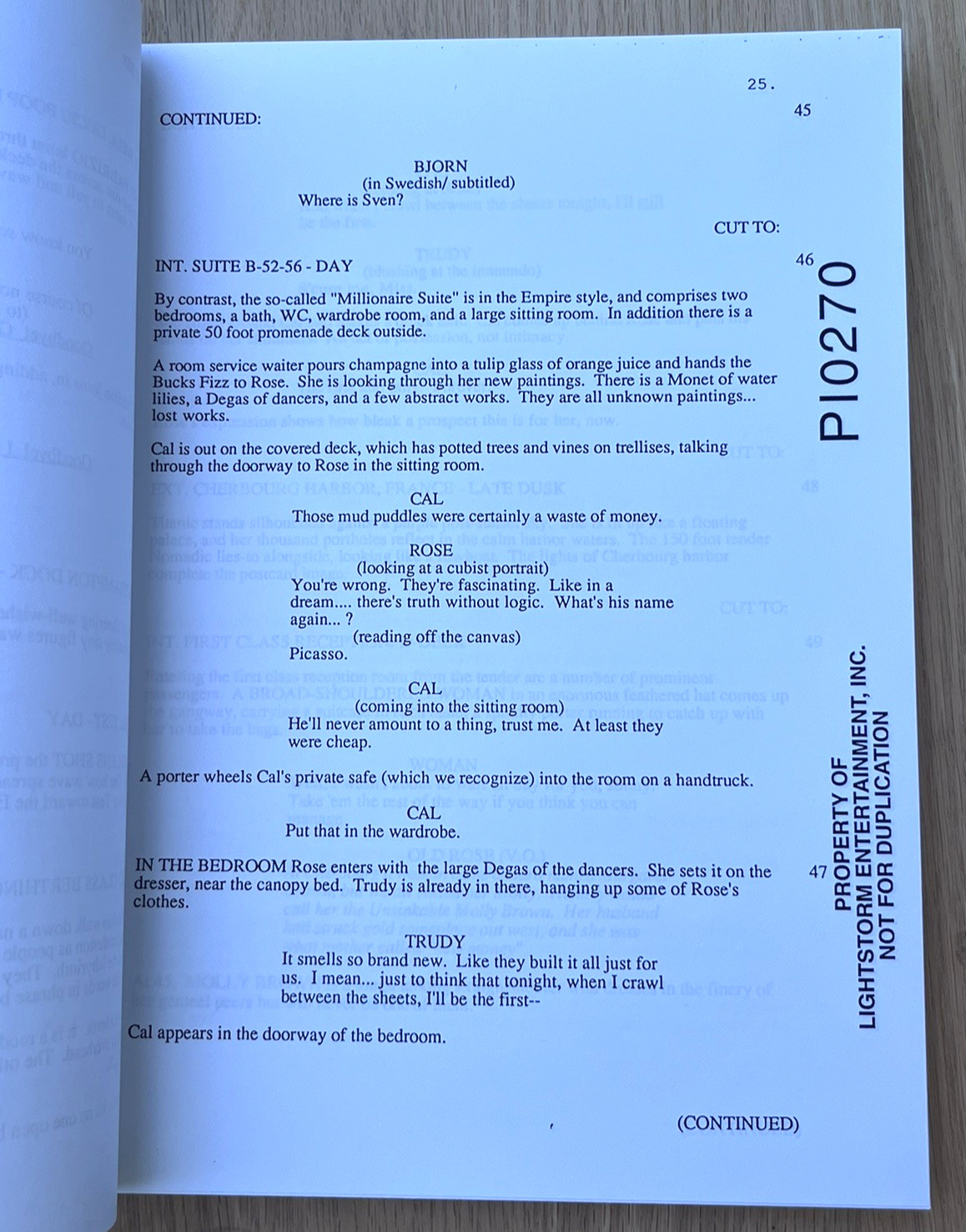 1996 Titanic by James Cameron Original Movie Script Screenplay Lightstorm Rare