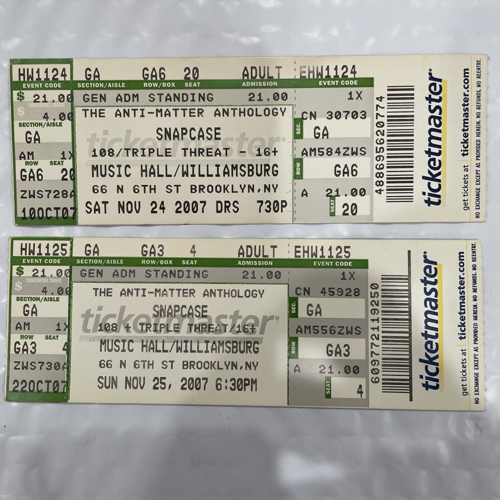 Lot of 16 ROCK CONCERT TICKET STUB Sick of it All, LOA, Biohazard, VOD, Prong