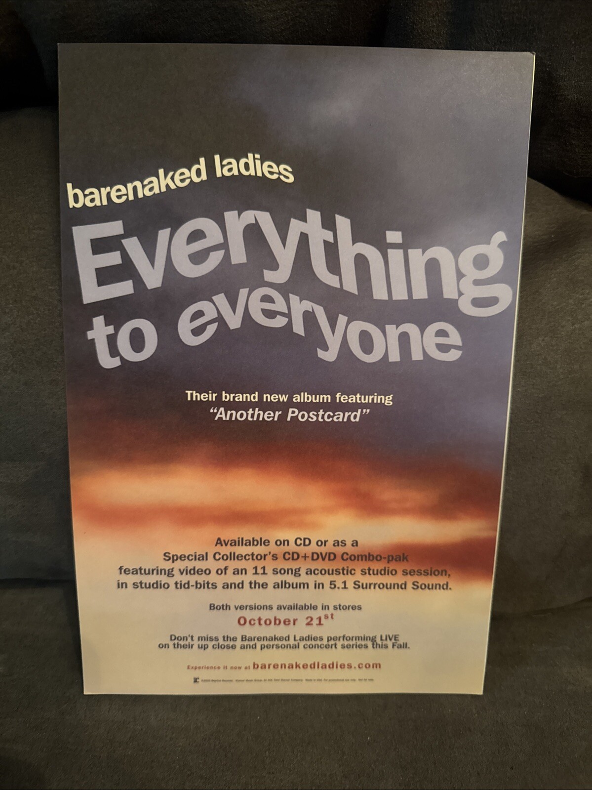BARENAKED LADIES Everything to Everyone 2003 Reprise 2-sided promo poster 8×12