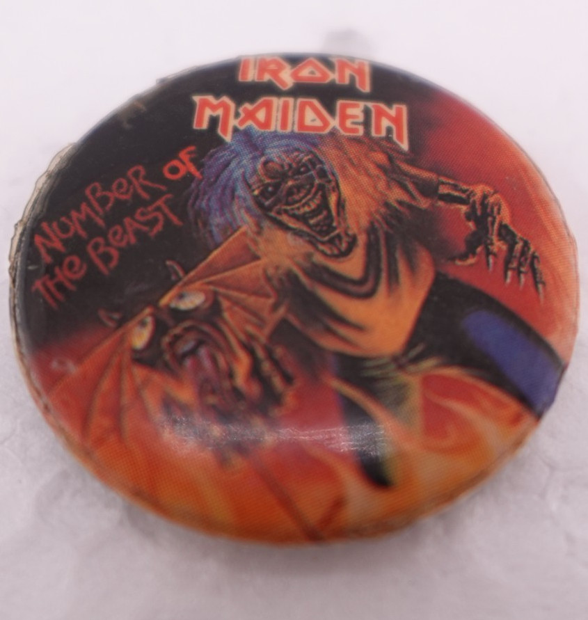 Iron Maiden 1983 Pinback Button Number of the Beast Album – Vintage Metal