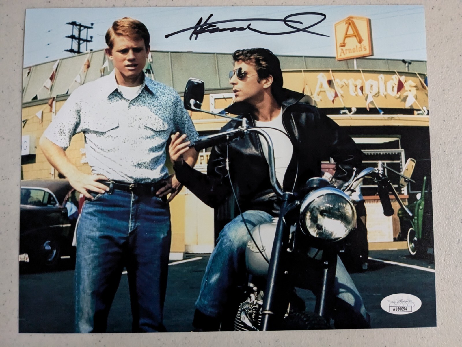HENRY WINKLER Signed 8×10 Photo FONZIE Happy Days Autograph JSA COA bike