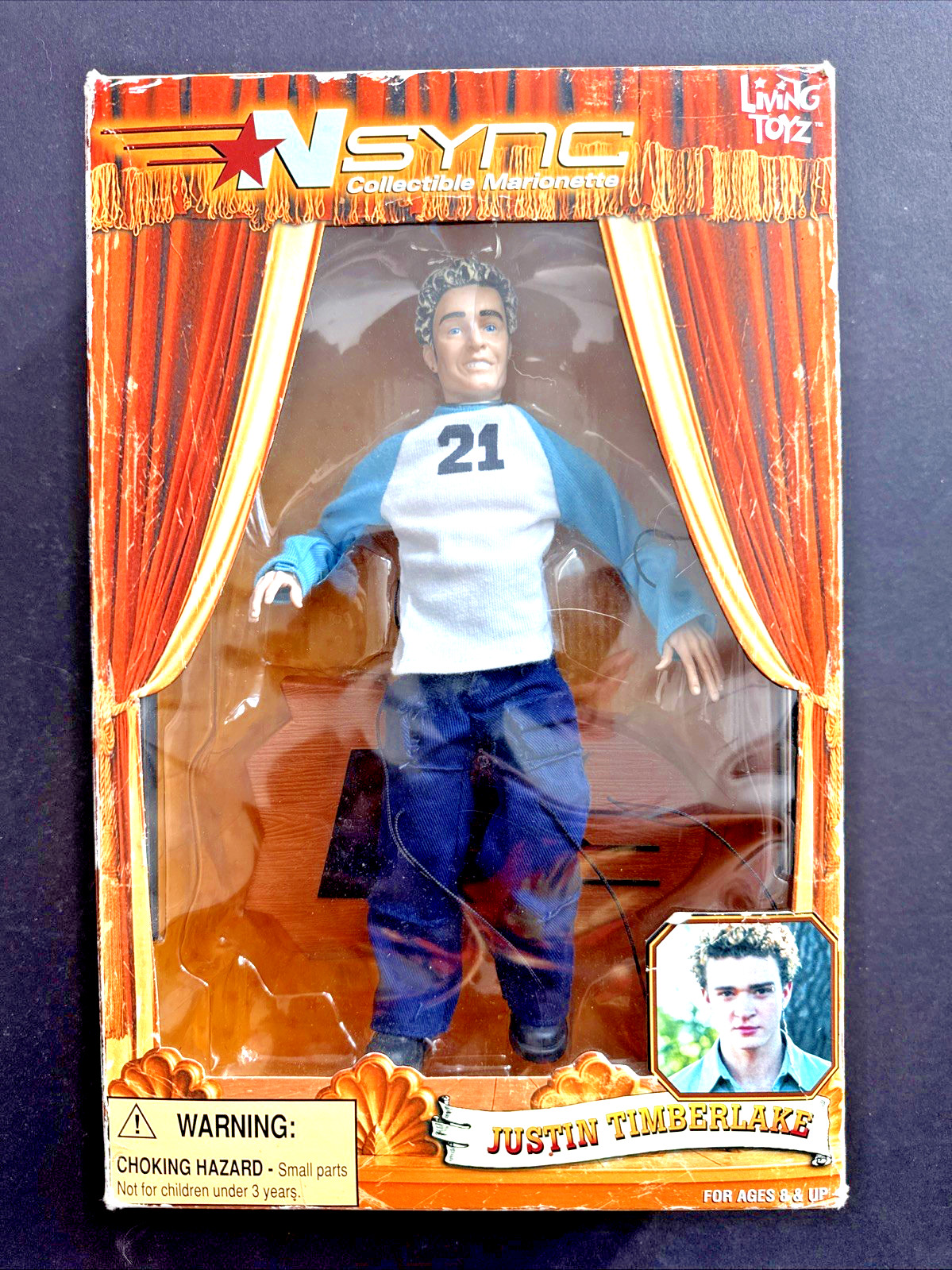 NSYNC Justin Timberlake Collectible Marionette Doll – 2000 NIB Worn Box See Pics