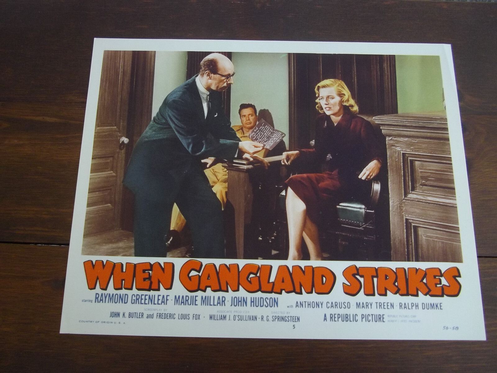 WHEN GANGLAND STRIKES Orig Gangster Film Lobby Card #5 1956 Very Fine/M Cond.