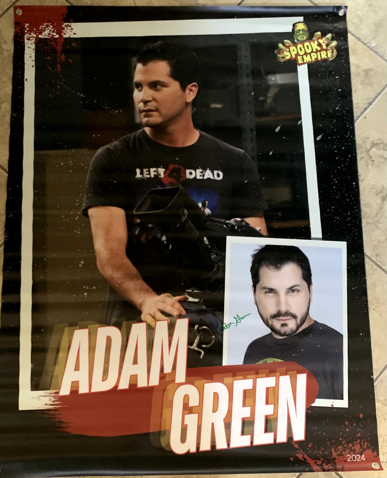 Adam Green SIGNED! 36×48 Vinyl Banner Spooky Empire 2024 Holliston Movie Crypt