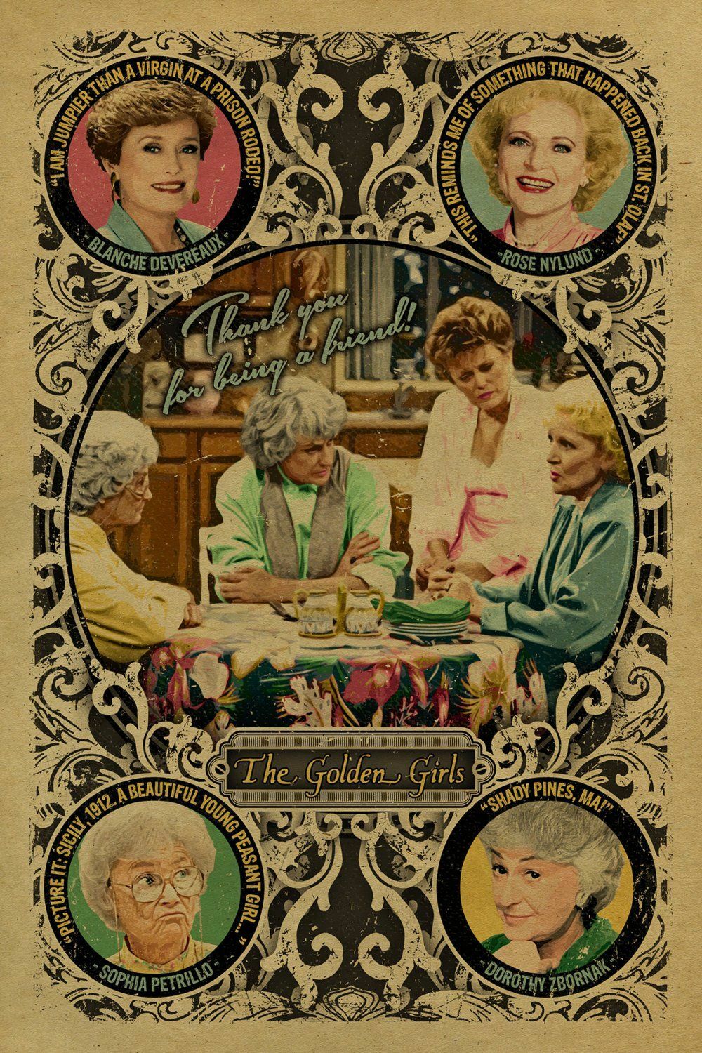 1985 The Golden Girls Poster 11X17 Rose Blanche Sophia Dorothy Betty White 👵🍿