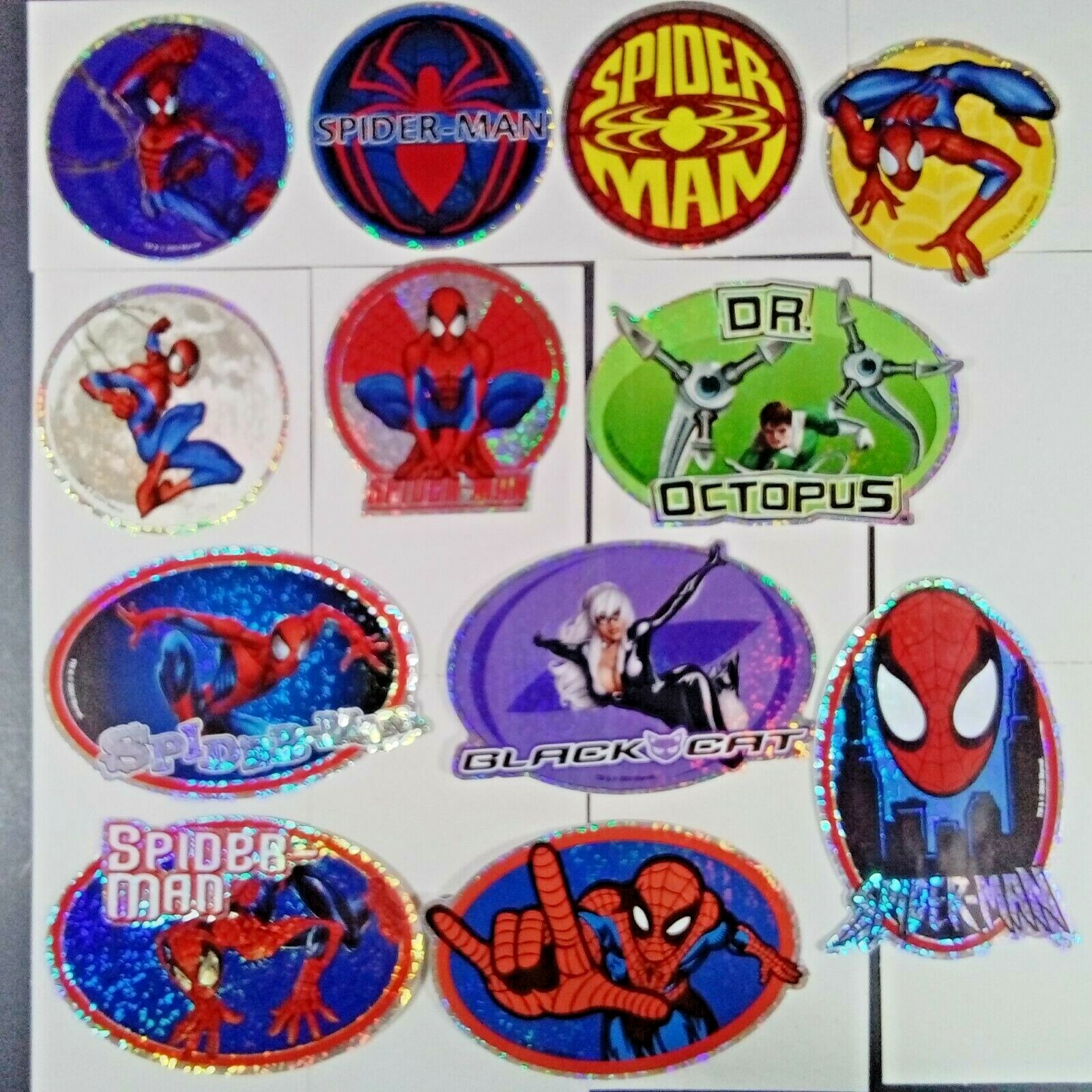 Set of 12 Marvel Ultimate Spider-Man 2002 Prism Vending Machine Stickers 4″x3″