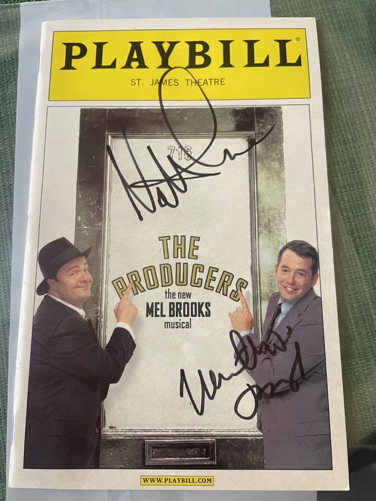 Playbill THE PRODUCERS Broadway Matthew Broderick Nathan Lane SIGNED St. James
