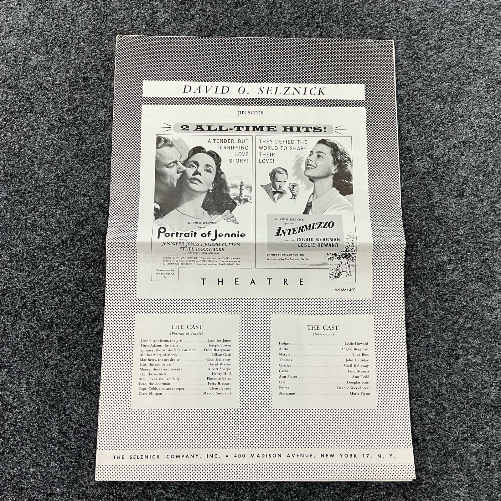 Portrait of Jennie Intermezzo Selznick Movie Pressbook Ingrid Bergman Vintage