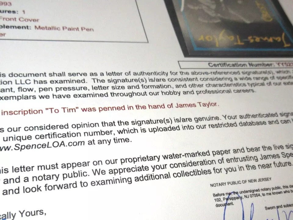 James Taylor JSA Signed Autograph CD Booklet Best Live