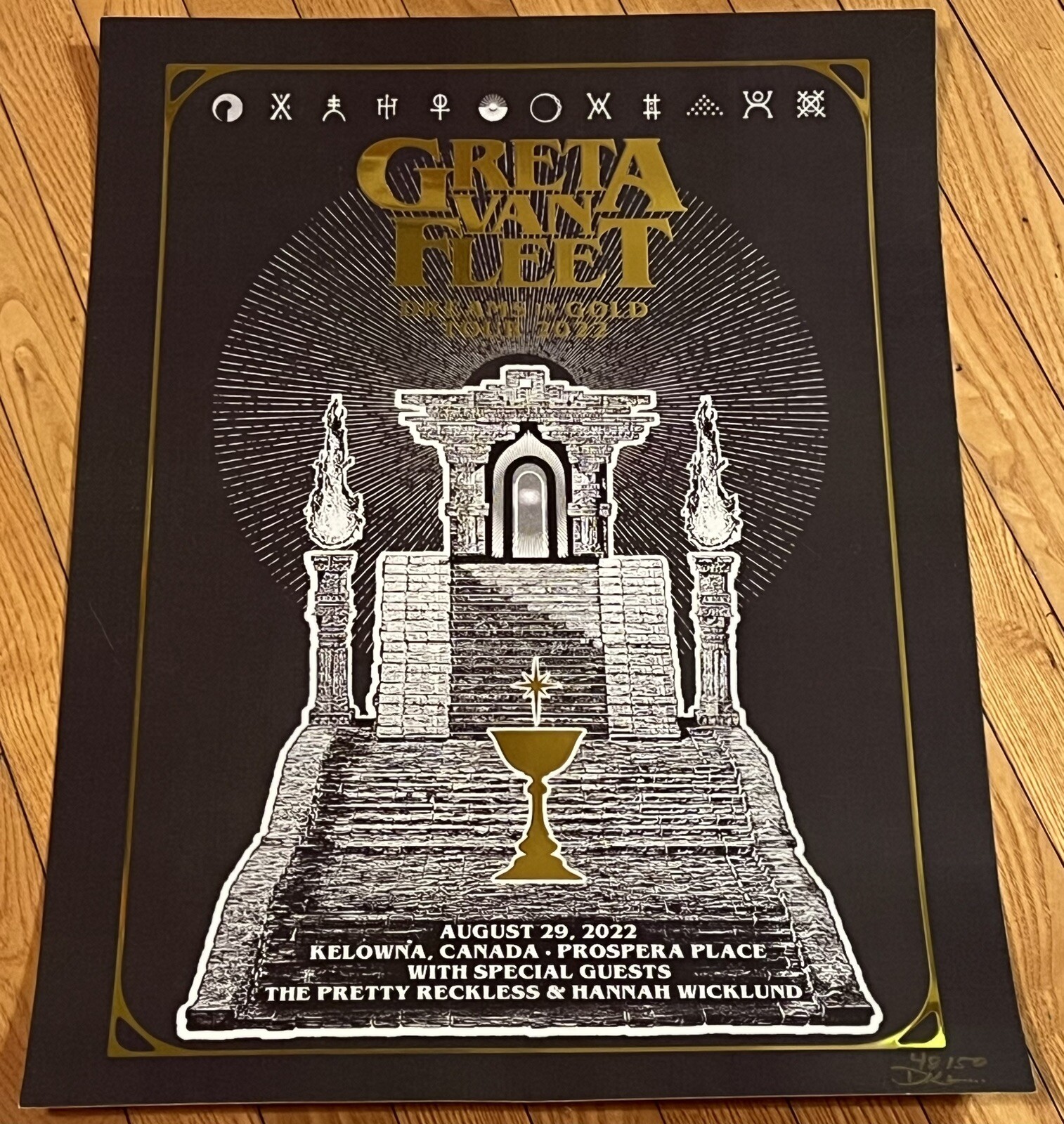 GRETA VAN FLEET KELOWNA CANADA 2022 DREAMS IN GOLD TOUR POSTER SIGNED S/N #48/50