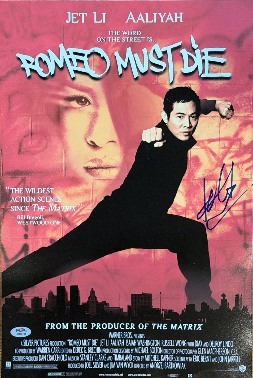 JET LI SIGNED ‘ROMEO MUST DIE’ 12×18 MOVIE POSTER PHOTO PSA/DNA COA CHINA
