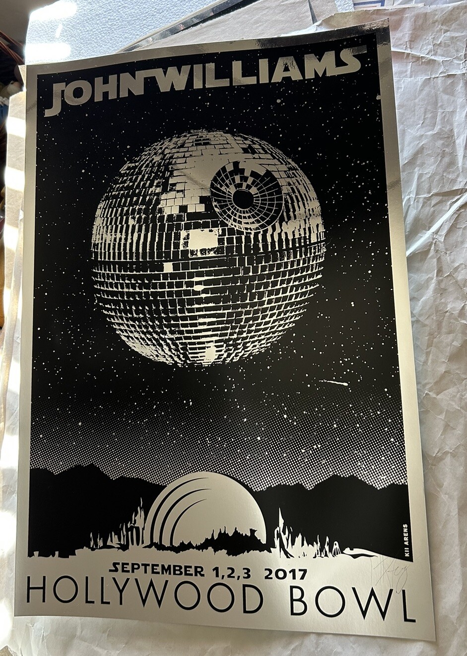 STAR WARS Poster SIGNED Print Disco Death Star John Williams Kii Arens Foil