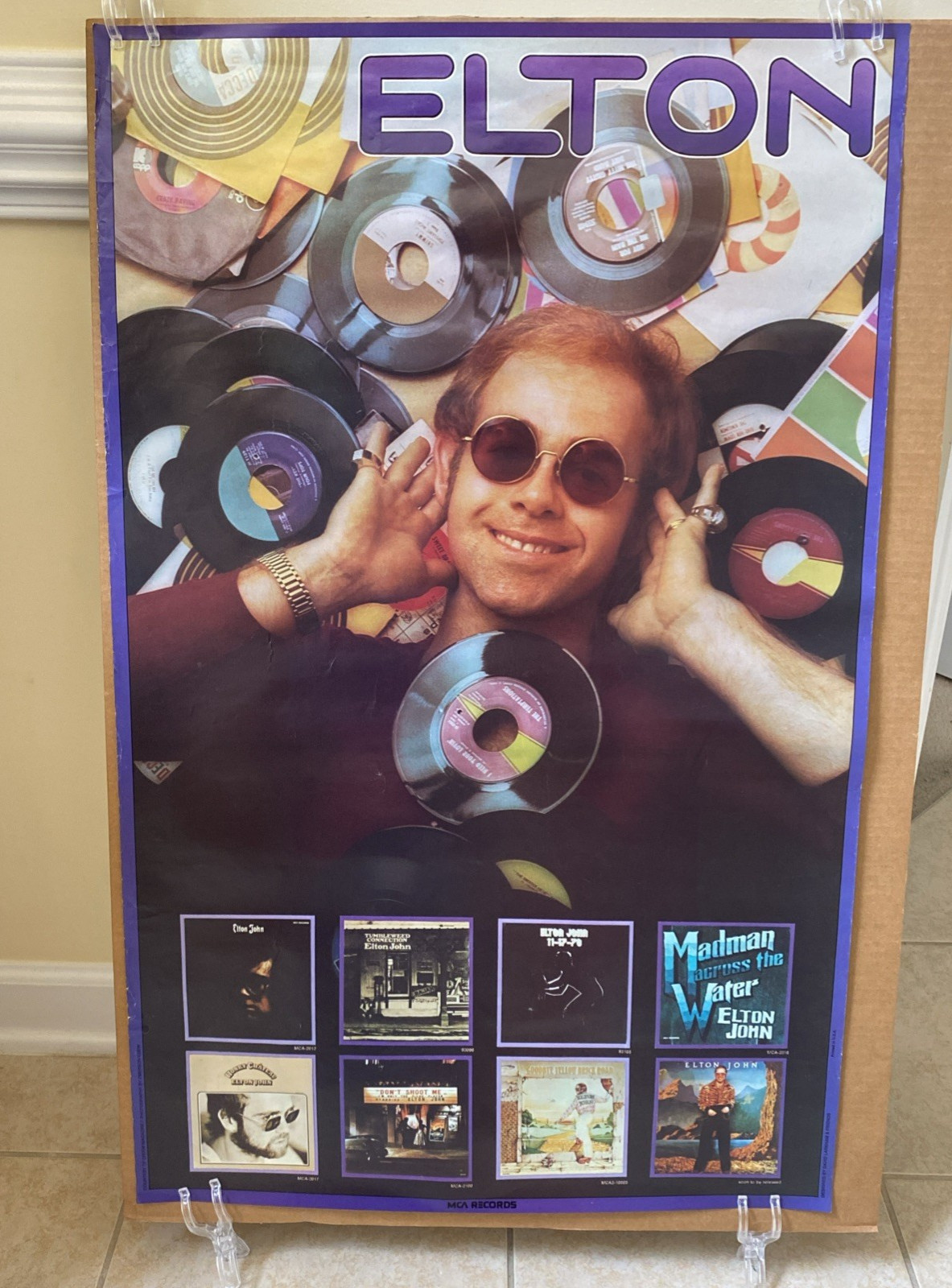 1974 ELTON JOHN Promo POSTER MCA RECORDS 22×35 YELLOW BRICK CARIBOU Estate Find!