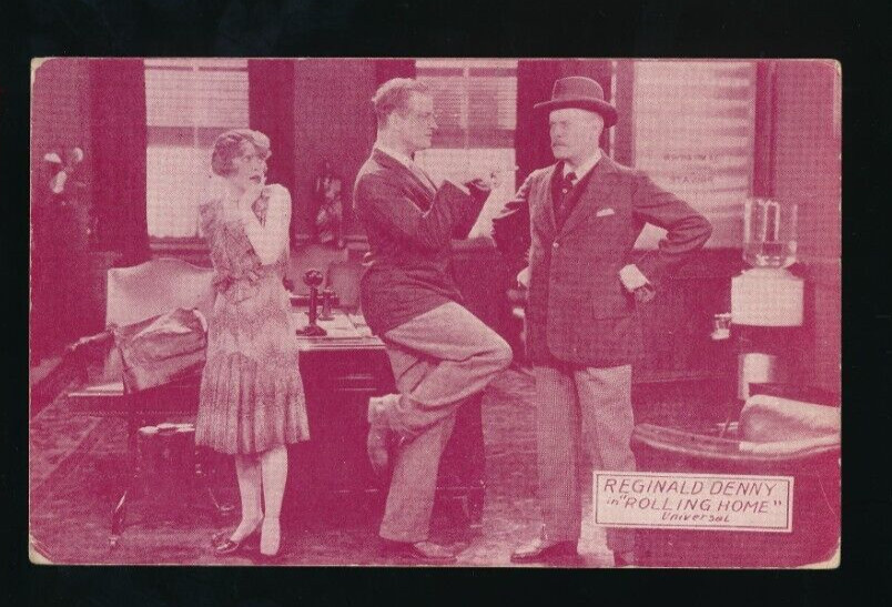 1920s Exhibit Post card Reginald Denny Rolling Home pink very rare