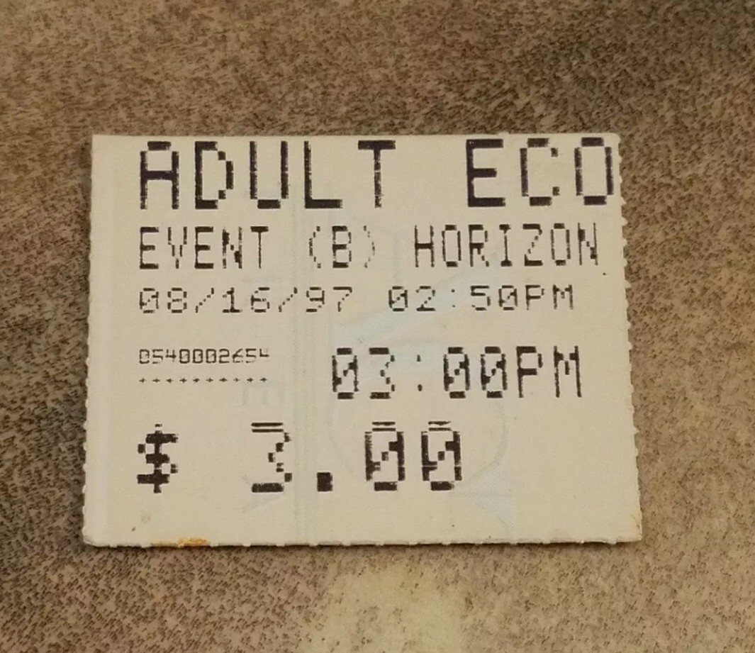 Event Horizon Original Theatrical Release Movie Stub. 1997