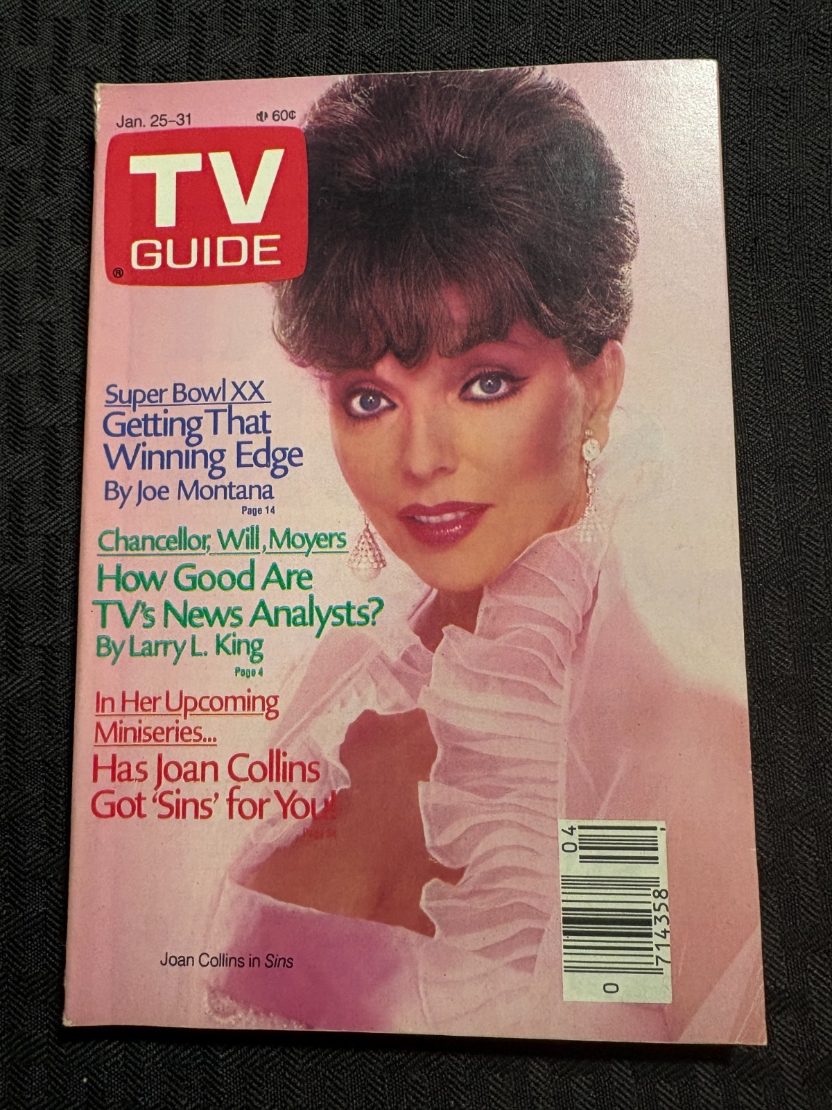 1986 Jan 25-31 TV GUIDE Magazine VG/FN 5.0 Joan Collins / Asheville Edition