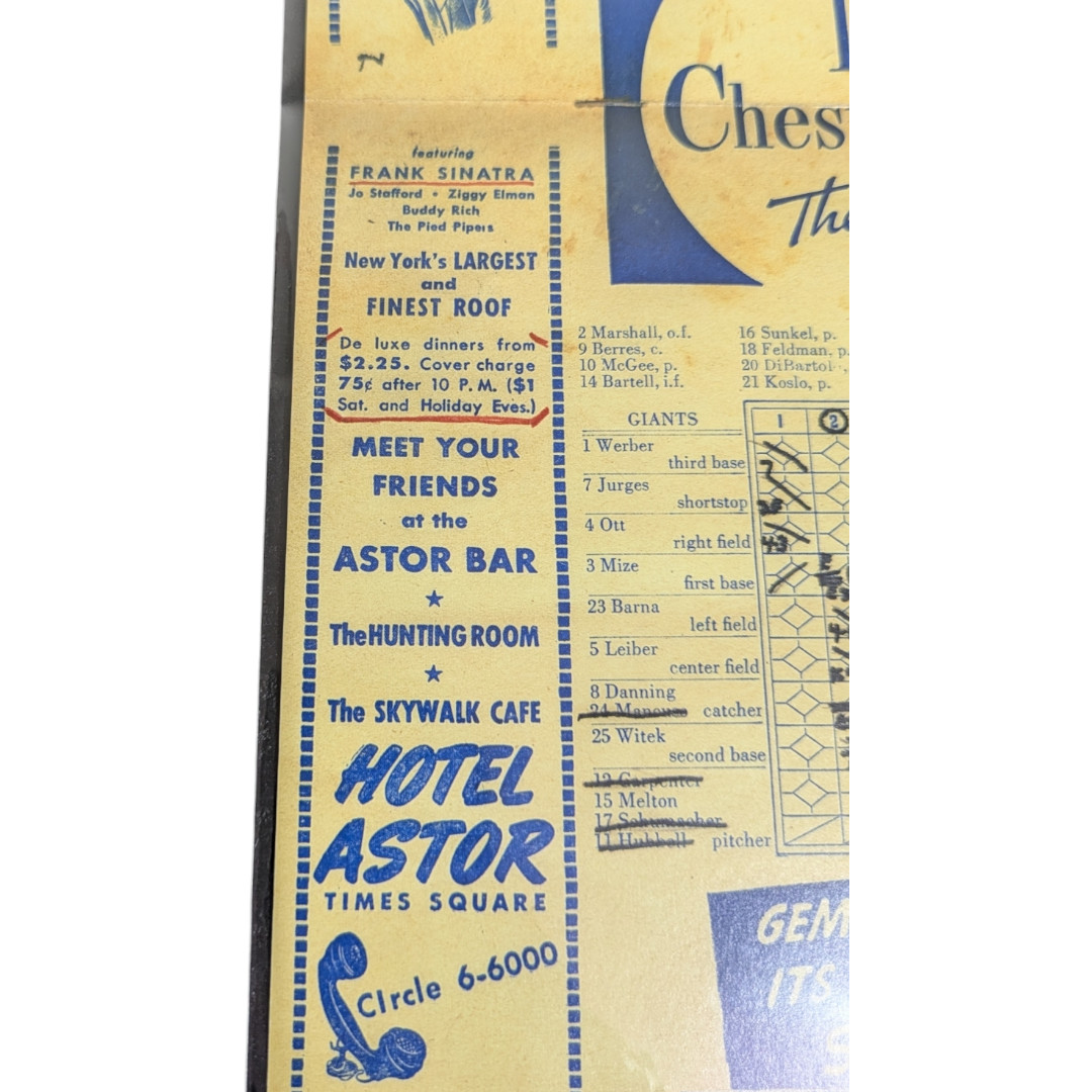 RARE 1942 Game Program Ticket BROOKLYN Dodgers In Plastic Sleeve Vintage