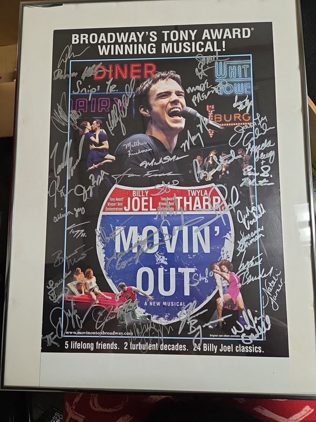 Movin’ Out Billy Joel Musical Poster 30 Plus Autographs Signatures 14×20 Framed
