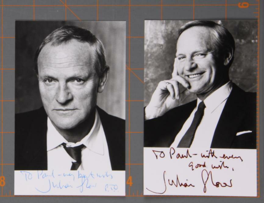 Julian Glover Autographed Front and Back Inscribed Pair 4×6 Photo