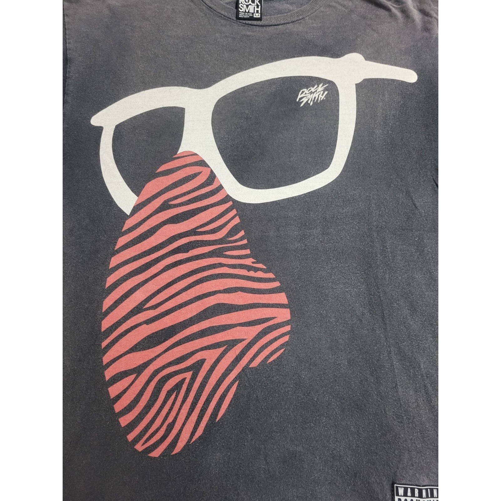 Rock Smith Warning Explicit Content T-Shirt Faded Black Medium Sunglasses