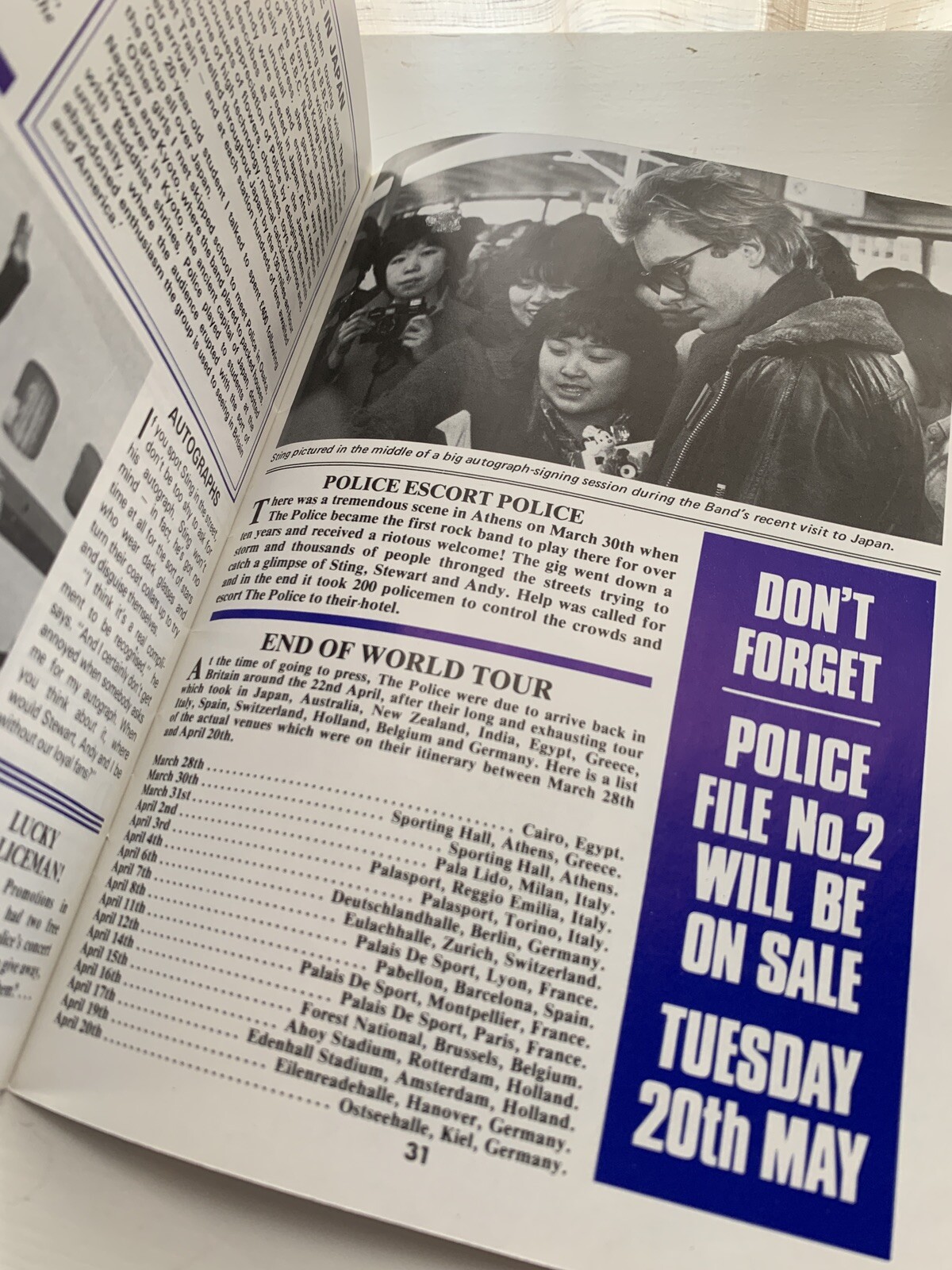 Police Fan Club UK “Official File” Premiere #1 Full Color 31 Pgs – Rare, Unique!