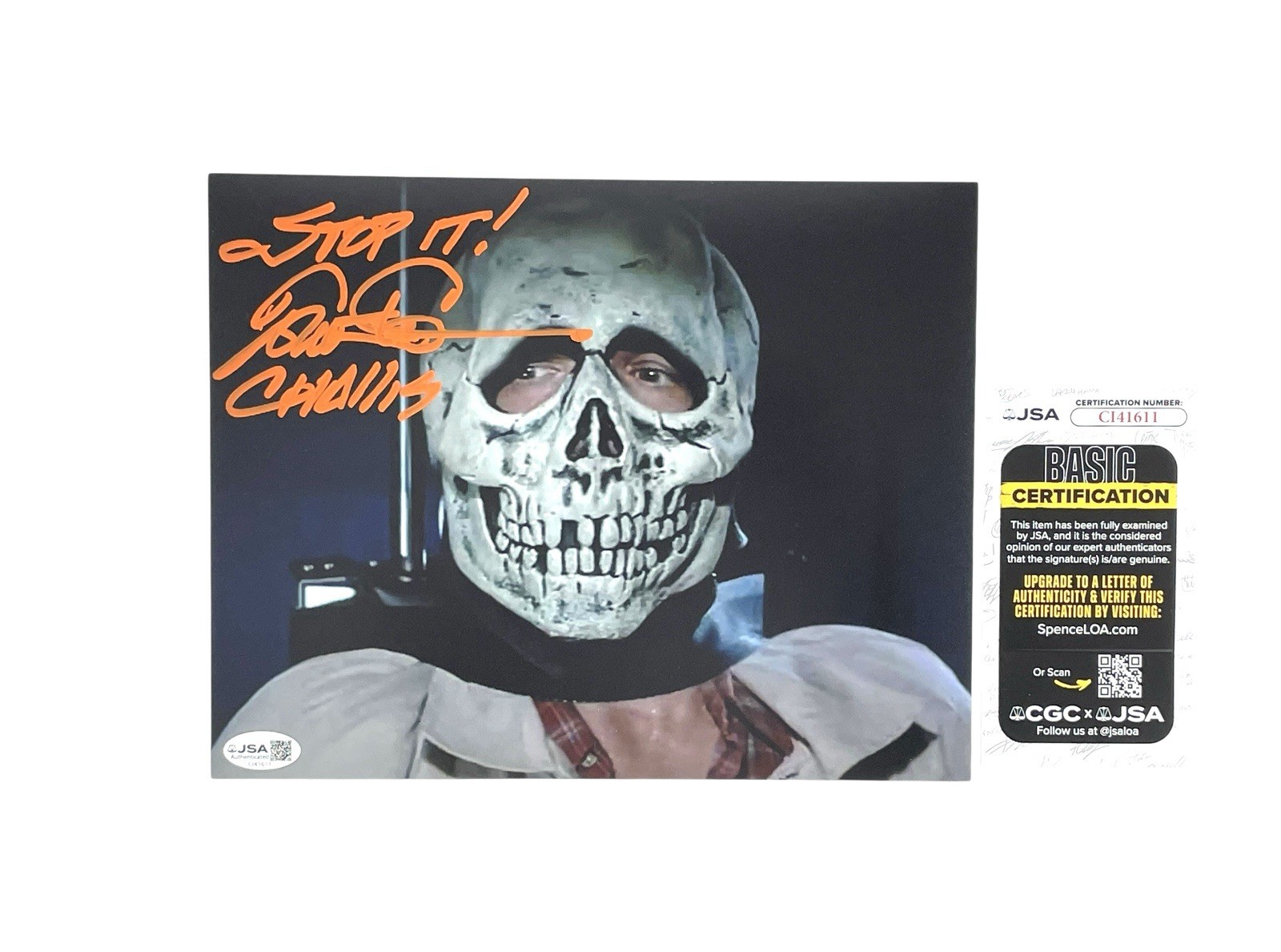 Tom Atkins Autographed Signed Halloween III Dr. Challis “Stop It” 8×10 Photo JSA
