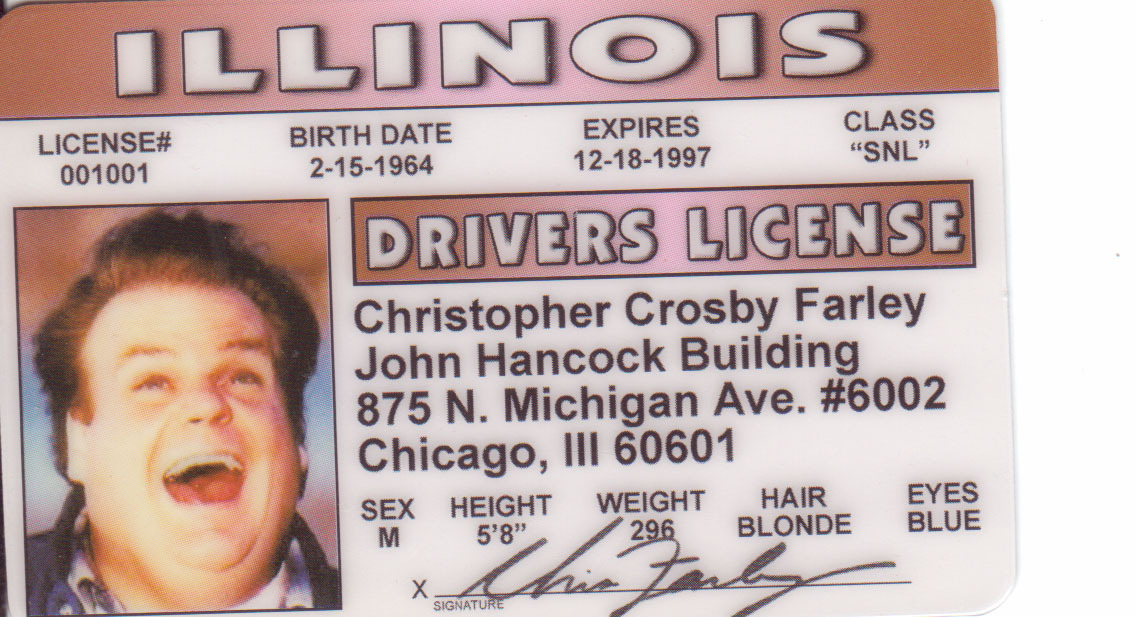 Chris Farley of Tommy Boy and Black Sheep Saturday Night Live Drivers License