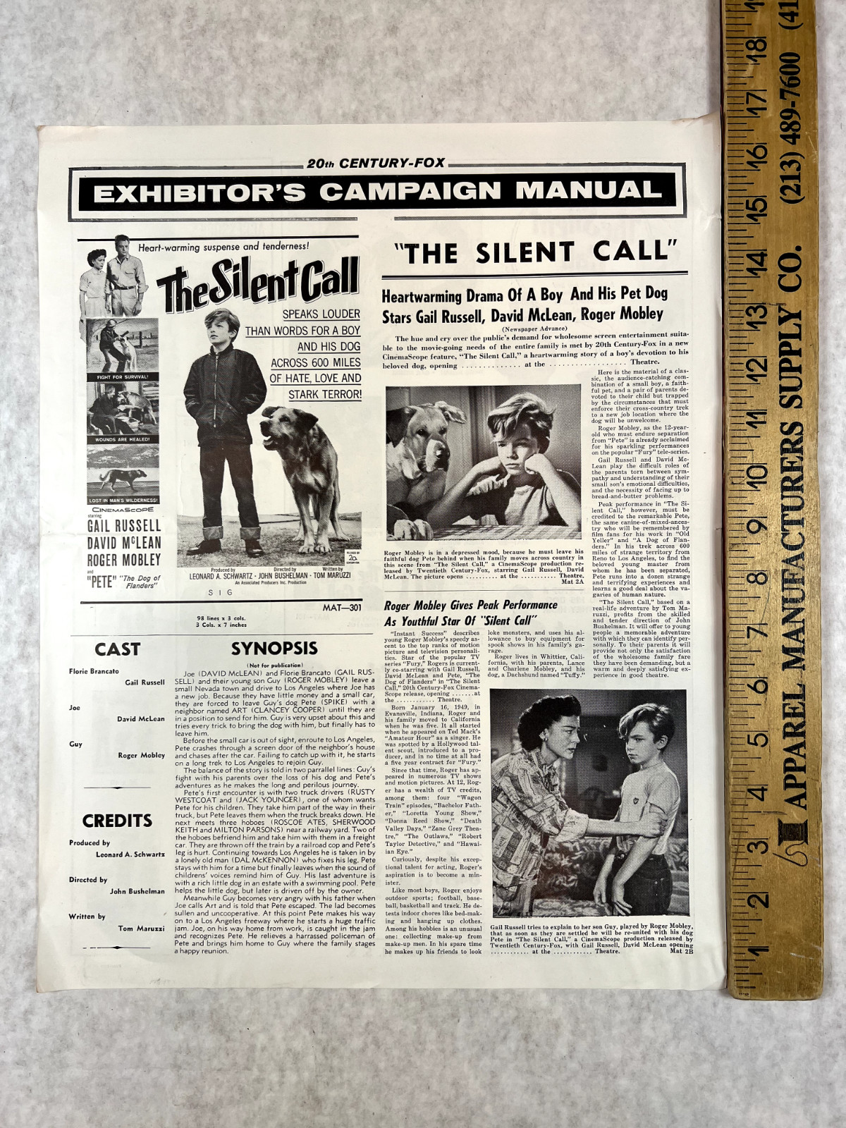 The Silent Call 1961 Original Vintage Media Pressbook Poster One Sheet Booklet