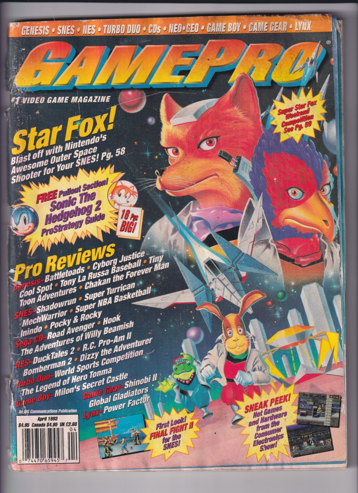 Gamepro April 1993 Video Game Magazine Star Fox Vintage Hard To Find