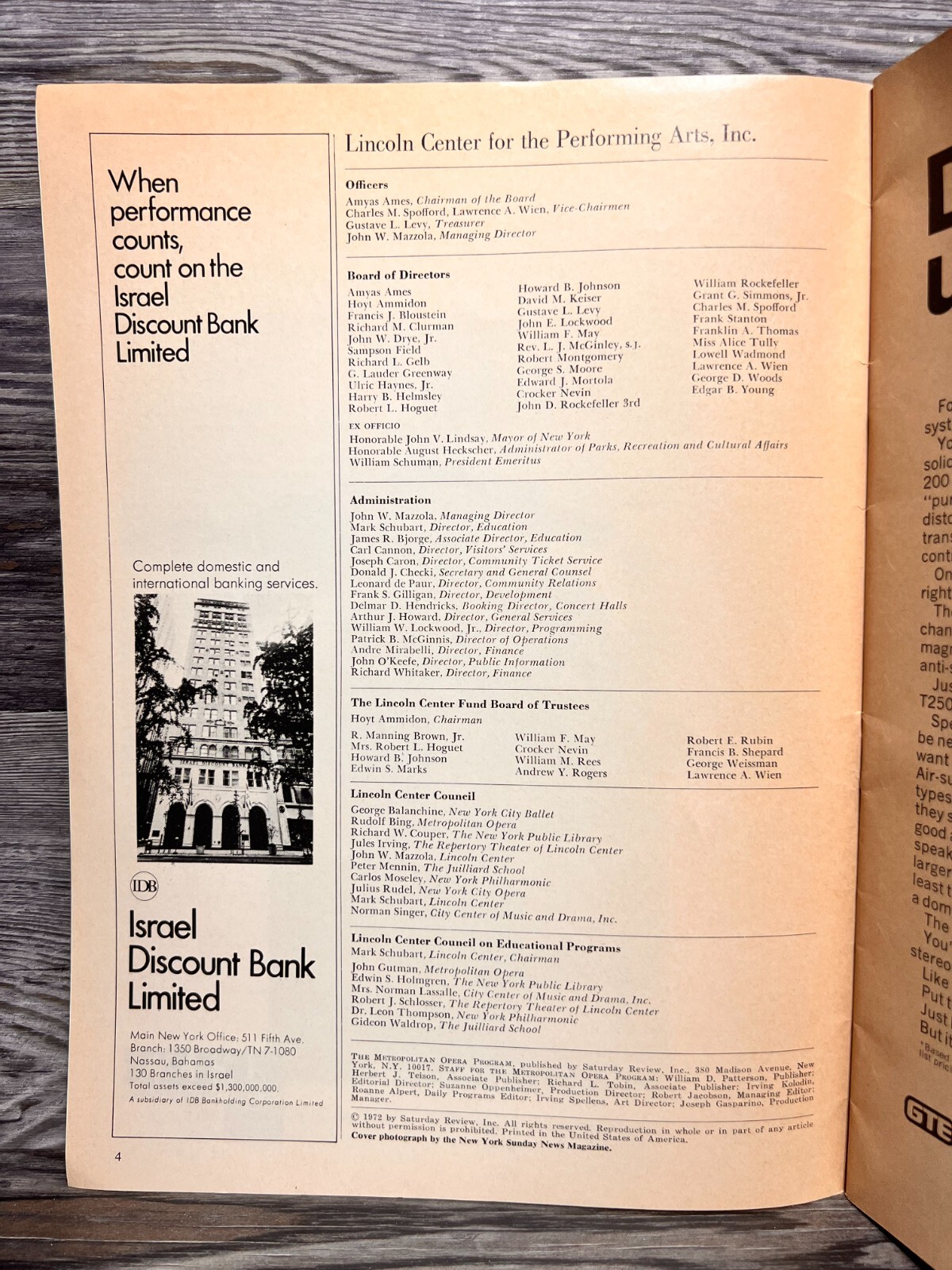 HANSEL AND GRETEL, PROGRAM, JANUARY 1972, METROPOLITAN OPERA