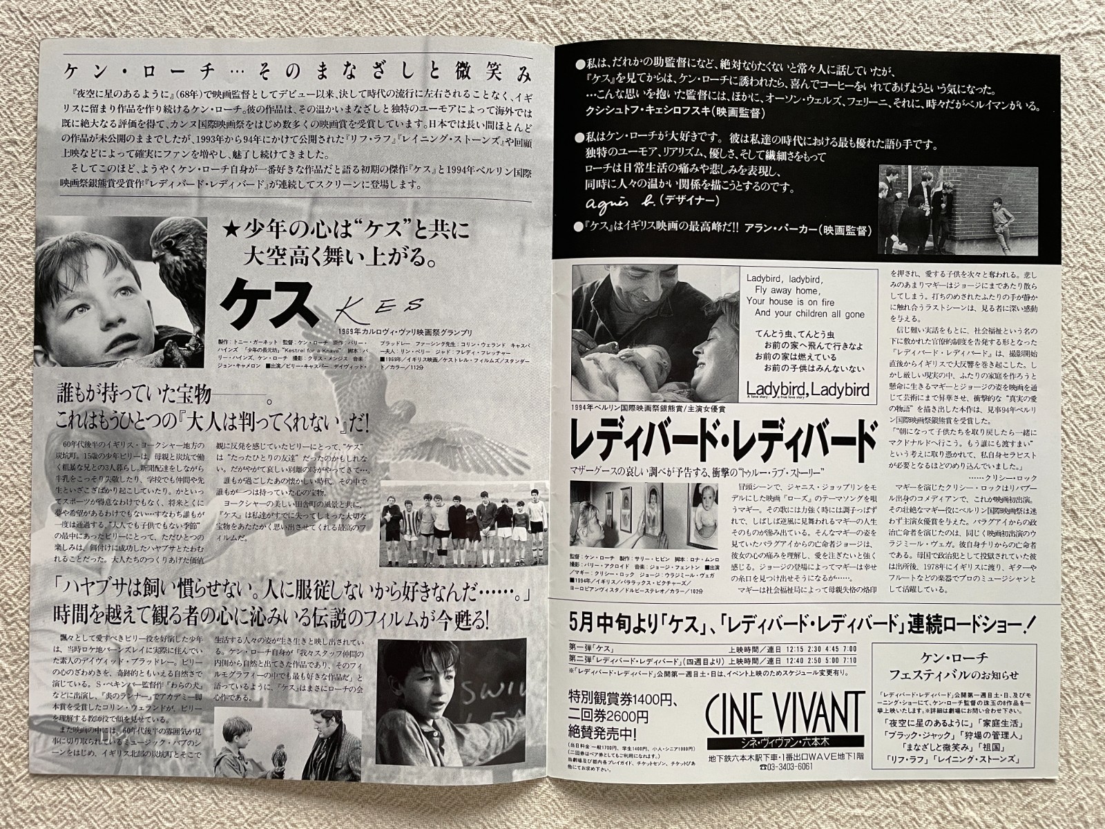 Kes & Ladybird Ladybird 1996 Movie Flyer Japan Ken Loach