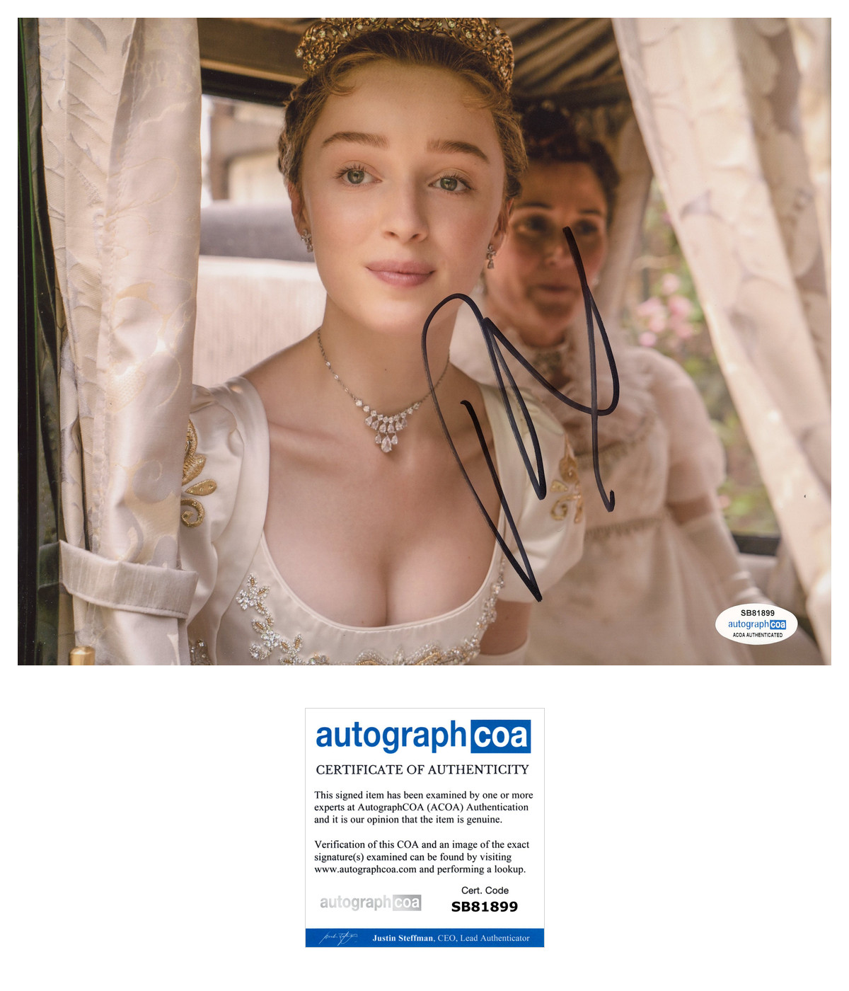 Phoebe Dynevor Signed Autographed Daphne BRIDGERTON 8×10 Photo PROOF ACOA F