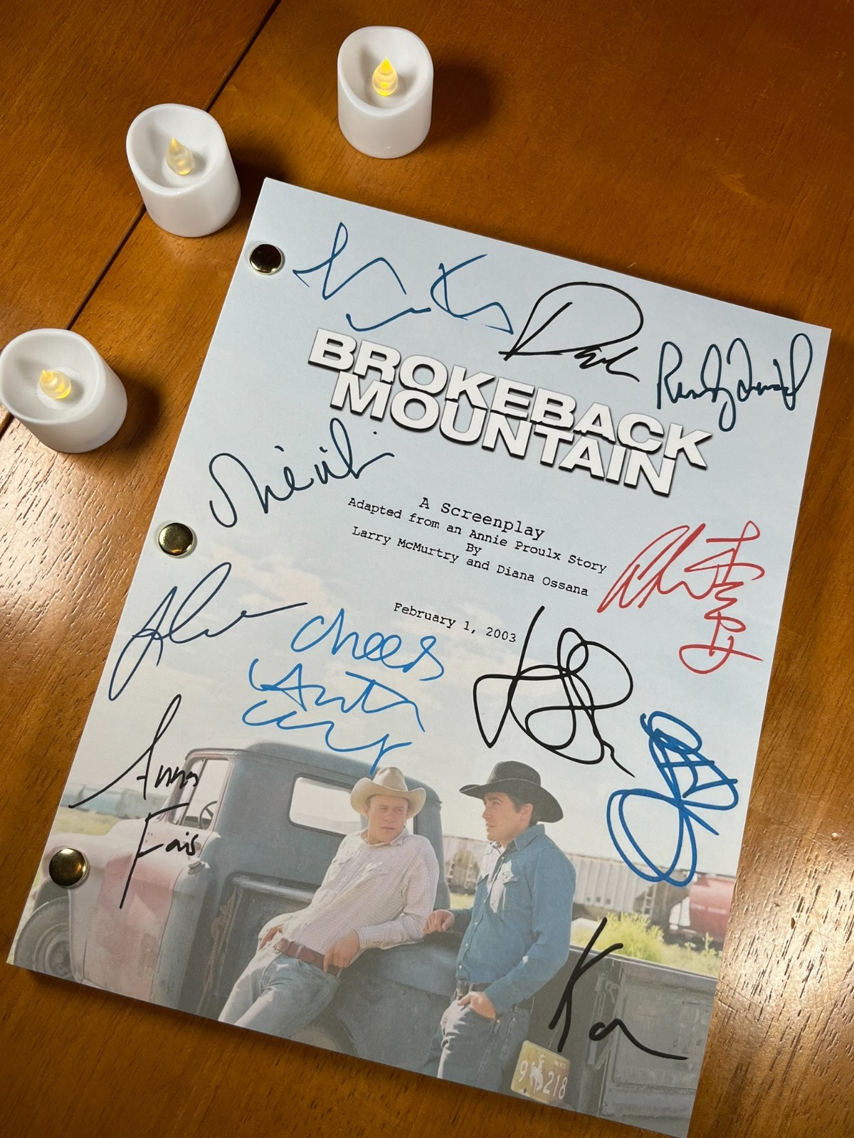 Brokeback Mountain Script Signed- Autograph Reprints- Heath Ledger- Western