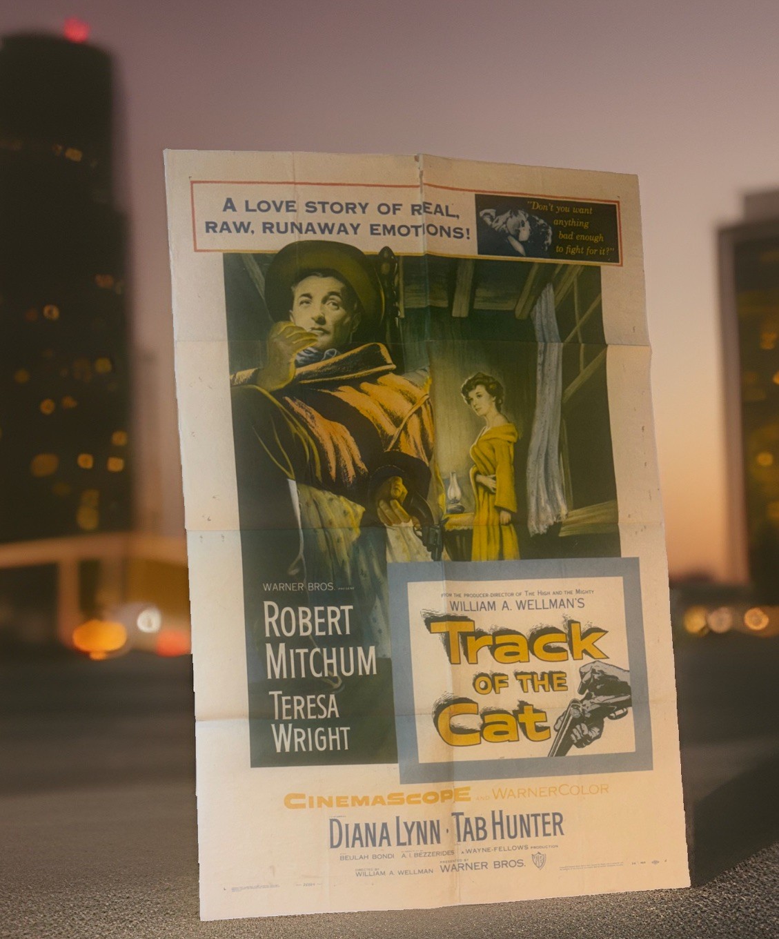 Vtg 1954 “Track Of The Cat” Movie Poster Robert Mitchum & Teresa Wright 50’s