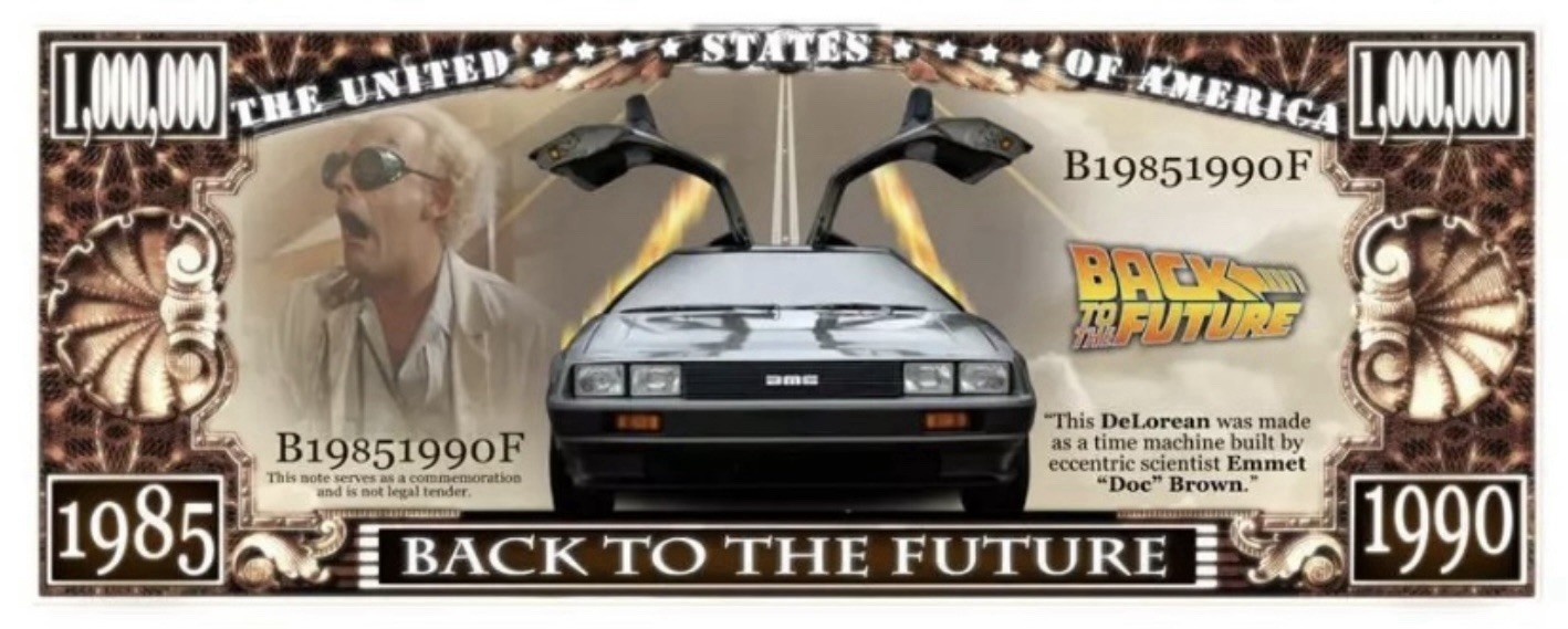 25 Pack Back To The Future Money Collectible DeLorean 1 Million Dollar Bills