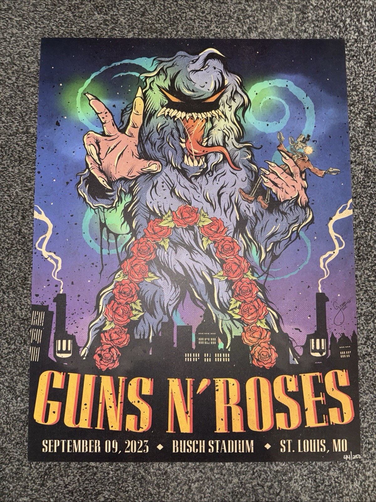 Guns N Roses Lithograph Busch Stadium St Louis 10/9/23 VERY RARE Tour Poster 250
