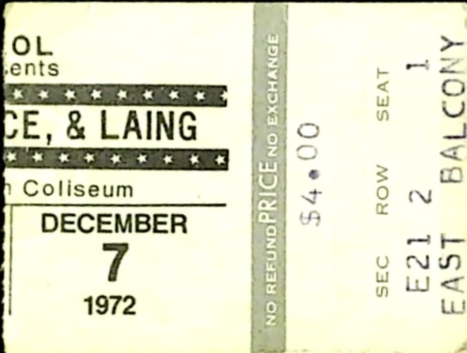 West Bruce Laing Concert Ticket Stub Sam Houston Coliseum Texas Rock 12/7/1972