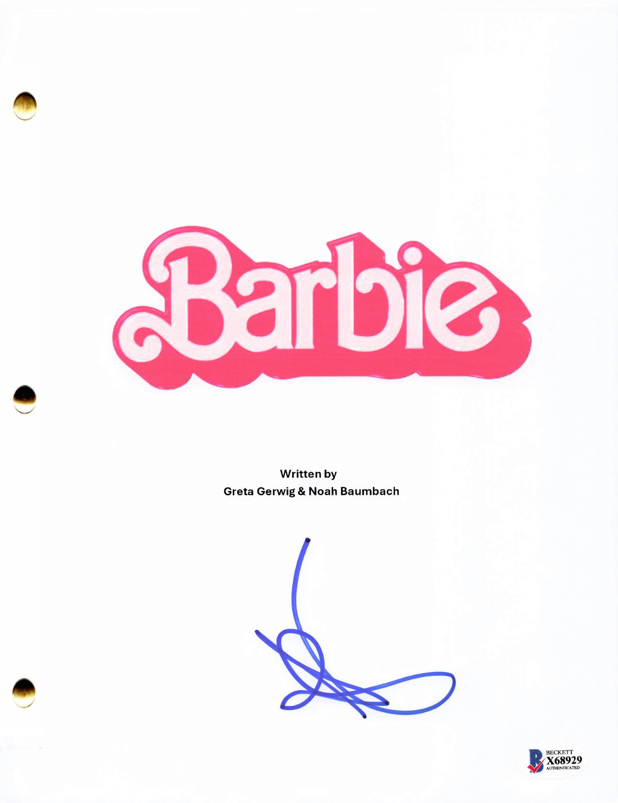 ALEXANDRA SHIPP SIGNED AUTOGRAPH BARBIE FULL SCRIPT BECKETT