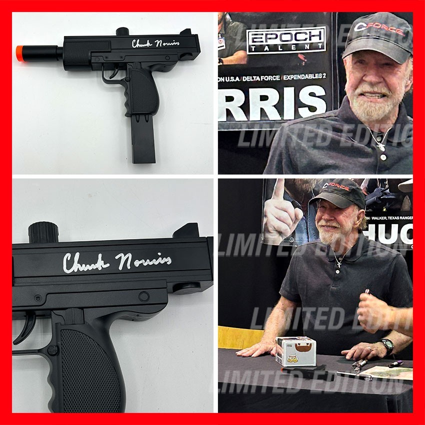 CHUCK NORRIS SIGNED Uzi Style BBTac Airsoft Pistol – Invasion USA – COA & PIC