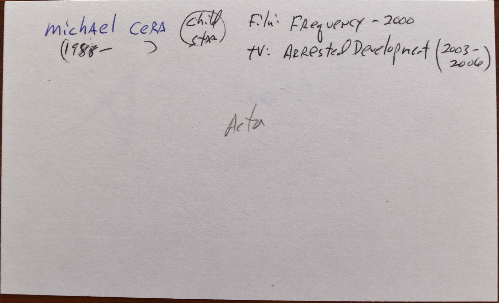 Michael Cera Hand Signed Card