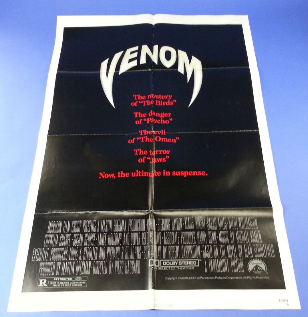 1982 original venom movie poster Classic Horror retro Vintage one sheet folded