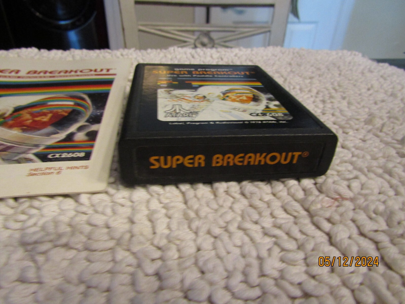 Vintage Atari Super Breakout Game Program Cartridge CX2608 1978 w Instructions