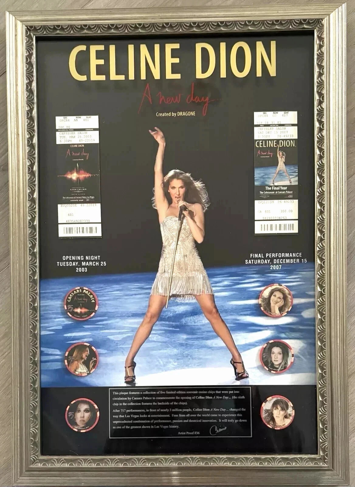 Celine Dion Shadow Box Display Case A New Day Live In Las Vegas 2007 Mega Rare